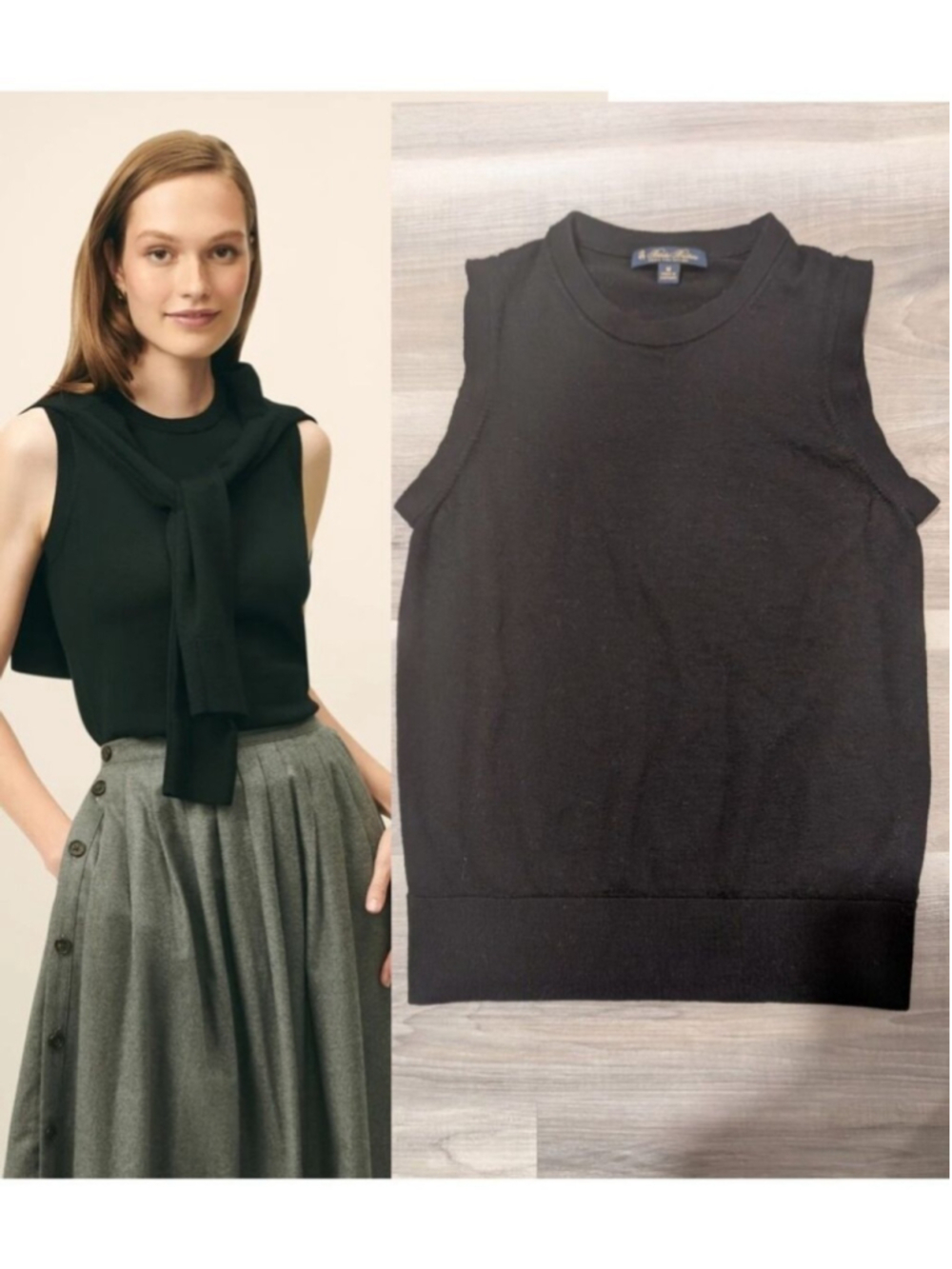 Brooks Brothers | Extra-Fine Merino Wool Twinset Sleeveless Shell In Black
